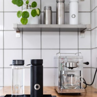 black and silver coffee maker